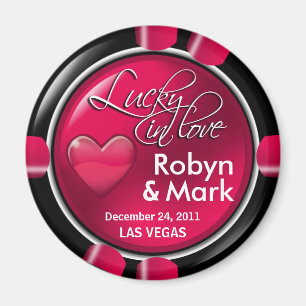 Las Vegas Newlyweds Casino Chip Magnet Favour