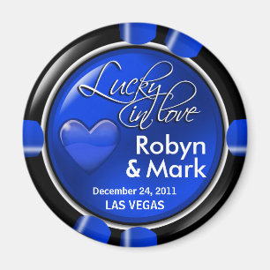 Las Vegas Newlyweds Casino Chip Magnet Favour