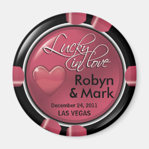 Las Vegas Newlyweds Casino Chip Magnet Favour