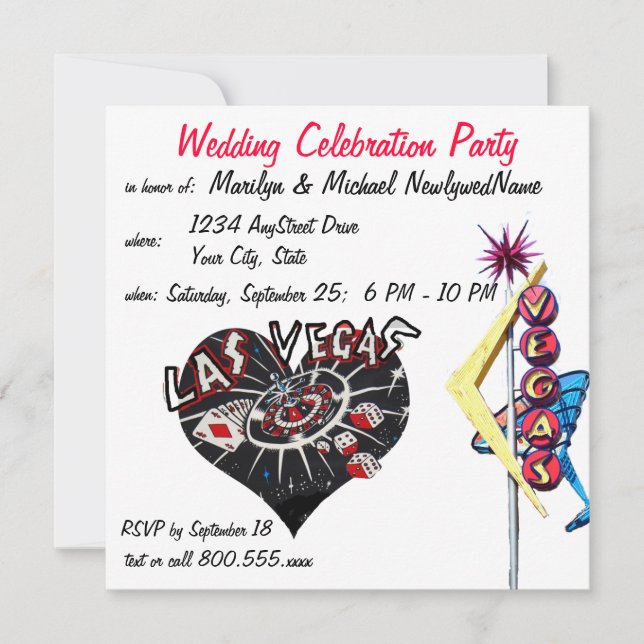 Las Vegas Newlyweds Reception Invitation (Front)