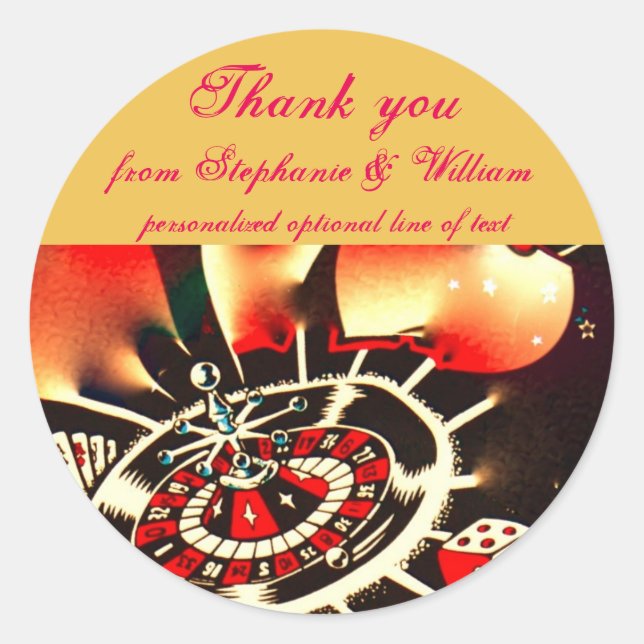 Las Vegas Newlyweds Thank You Classic Round Sticker (Front)