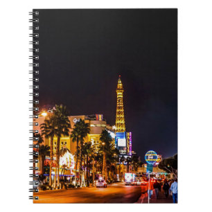 Las Vegas Night Lights Strip Eiffel Tower Casino Notebook
