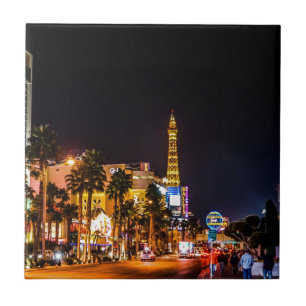 Las Vegas Night Lights Strip Eiffel Tower Casino Tile
