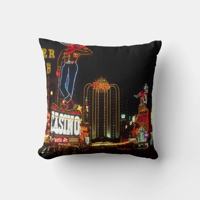 Las Vegas Night Time Neon Lights Casinos Sign Cushion (Front)