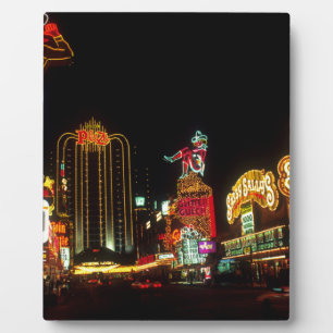 Las Vegas Night Time Neon Lights Casinos Sign Plaque