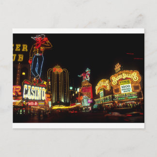 Las Vegas Night Time Neon Lights Casinos Sign Postcard