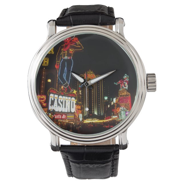 Las Vegas Night Time Neon Lights Casinos Sign Watch (Front)