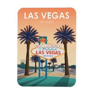 Las Vegas NV Welcome Sign Sunset Vintage Travel Magnet