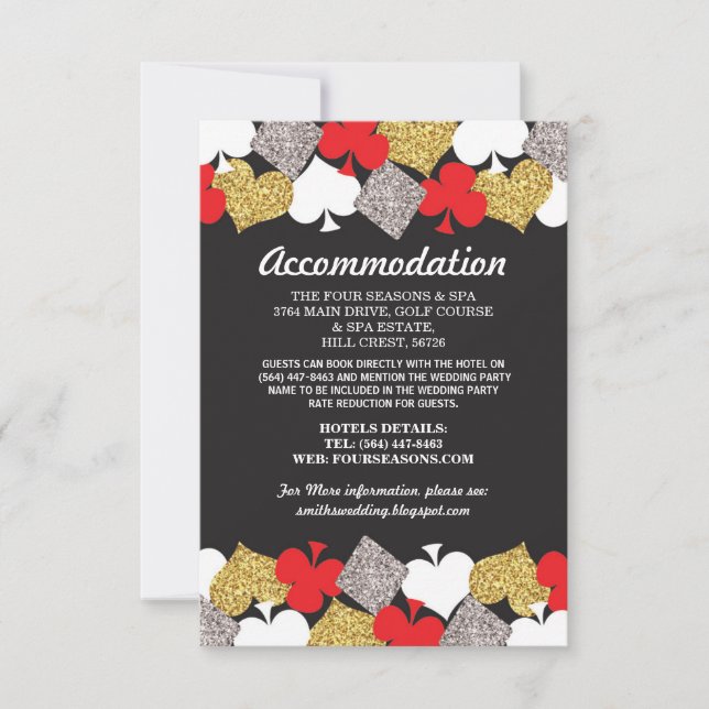 Las Vegas Party Accommodation Cards Casino Wedding (Front)