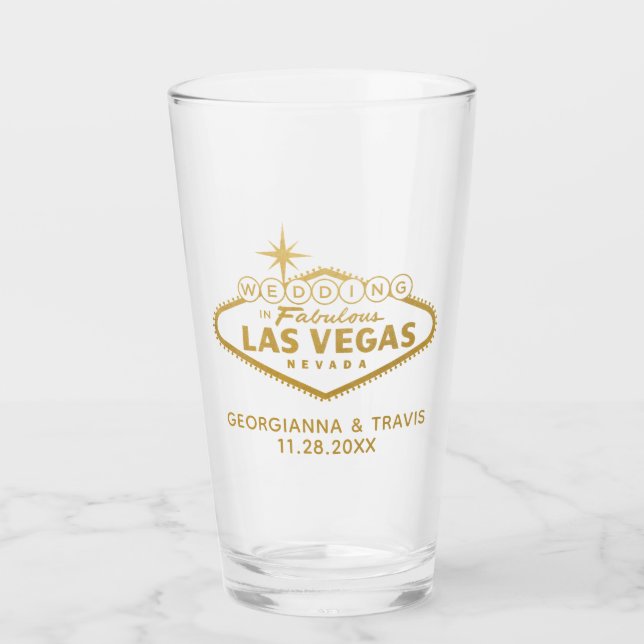 Las Vegas Personalised Wedding Bridal Party Favour Glass (Front)