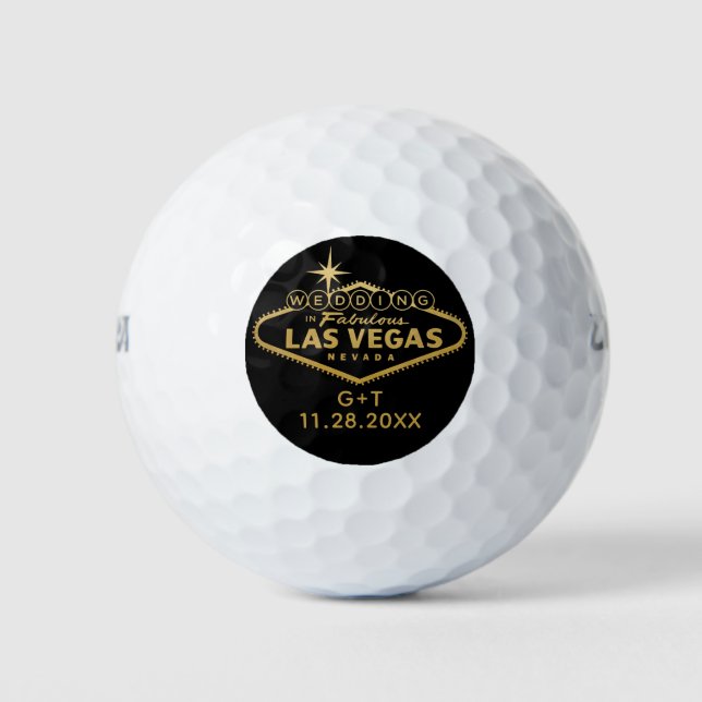 Las Vegas Personalised Wedding Bridal Party Favour Golf Balls (Front)