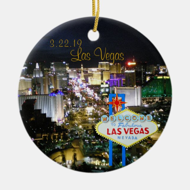 Las Vegas personalized date Holiday Ornament (Front)
