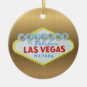 Las Vegas Personalized Holiday gold Ceramic Tree Decoration
