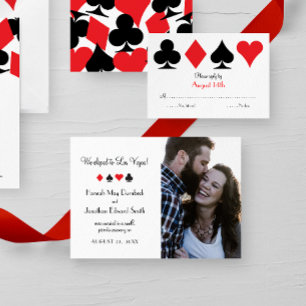 Las Vegas Photo Elopement Announcement Red Black