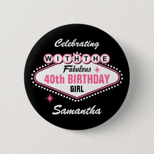 Las Vegas Pink Celebrating With 6 Cm Round Badge