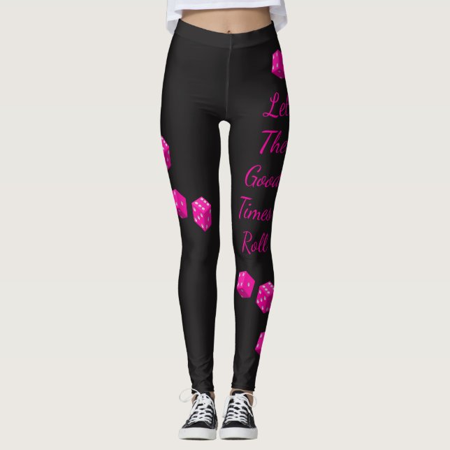 Las Vegas Pink Dice Let the Good Times Roll Leggings (Front)