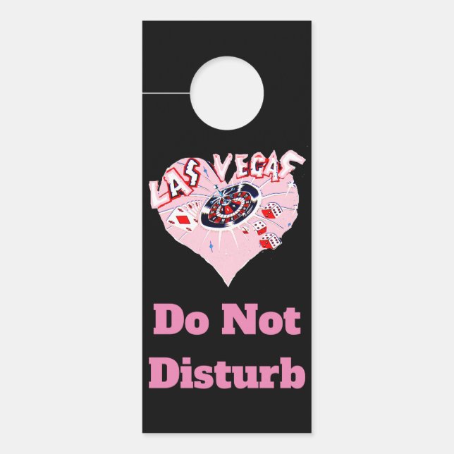 Las Vegas Pink Heart Casino Door Hanger (Front)