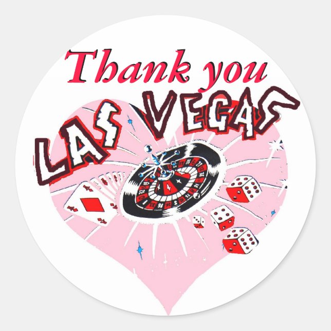 Las Vegas Pink Heart Classic Round Sticker (Front)