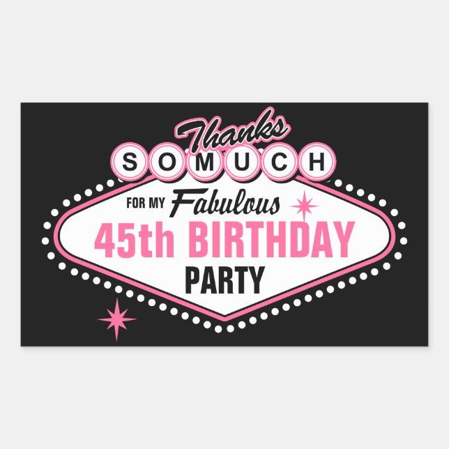 Las Vegas Pink Thank You Rectangular Sticker (Front)