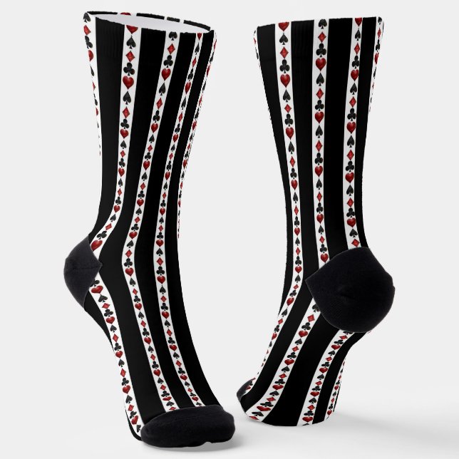 Las Vegas Playing Card Shapes Pattern Socks (Angled)