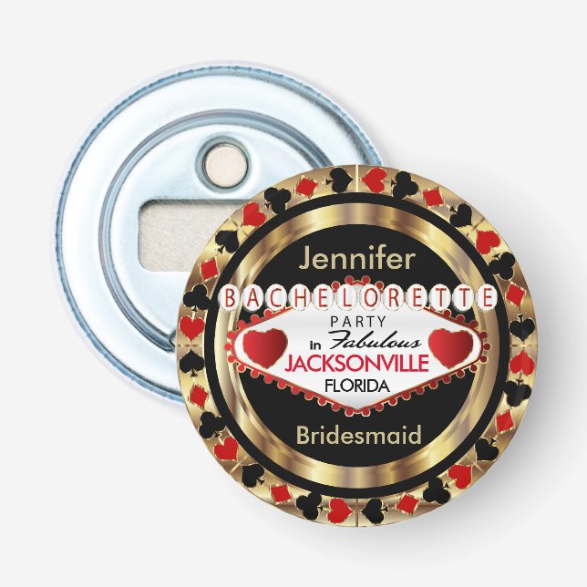 Las Vegas Poker Chip - Bachelorette Party Bottle Opener (Front)