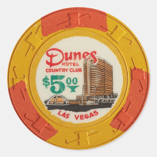 Las Vegas Poker Chip Casino Gambling Obsolete Classic Round Sticker (Front)