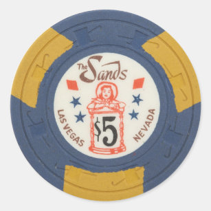 Las Vegas Poker Chip Casino Gambling Obsolete Classic Round Sticker