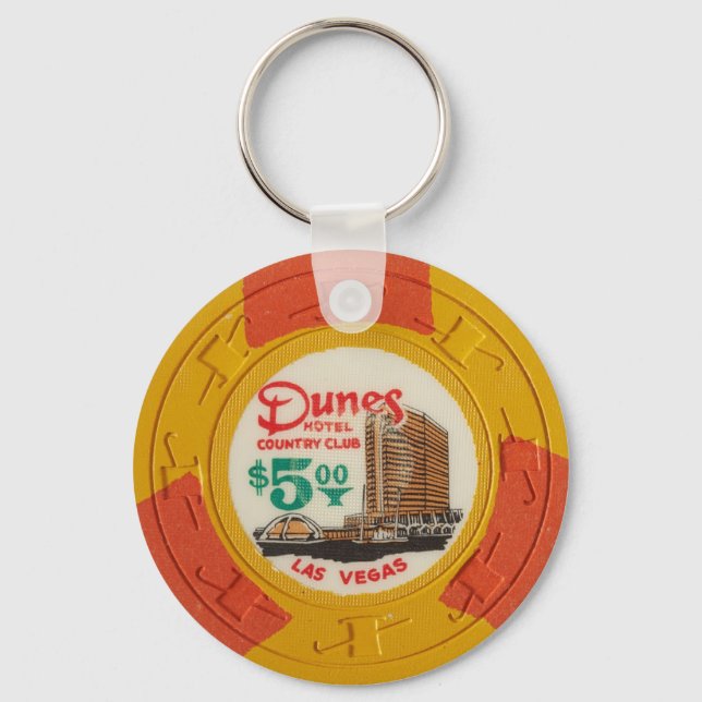 Las Vegas Poker Chip Casino Gambling Obsolete Key Ring (Front)
