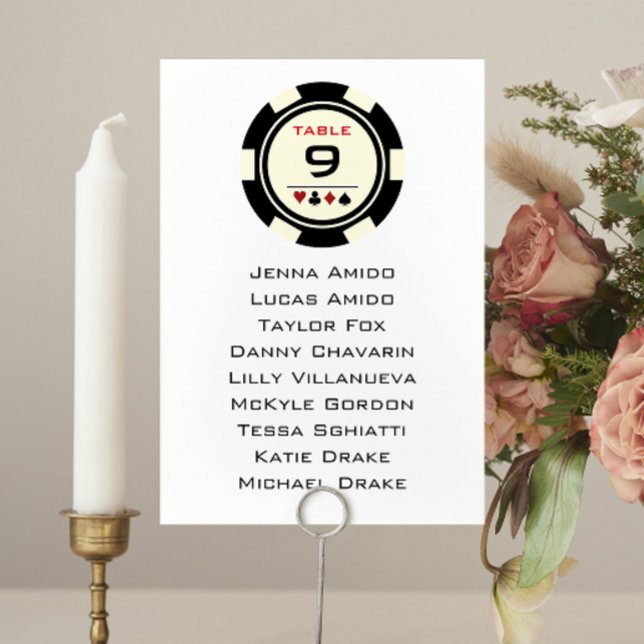 Las Vegas Poker Chip Wedding Seating Chart Card (Creator Uploaded)