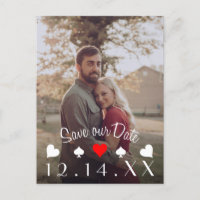 Las Vegas Poker Save the Date Red Photo Postcard