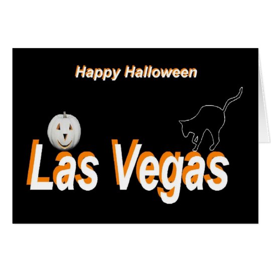 Las Vegas Pumpkin/ Silhouette Cat Halloween Card
