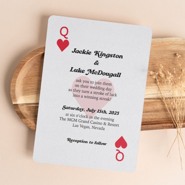 Las Vegas Queen of Hearts Card Wedding Invitation (Creator Uploaded)