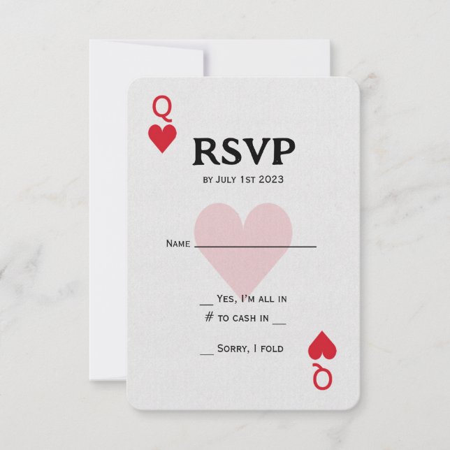 Las Vegas Queen of Hearts Playing RSVP (Front)