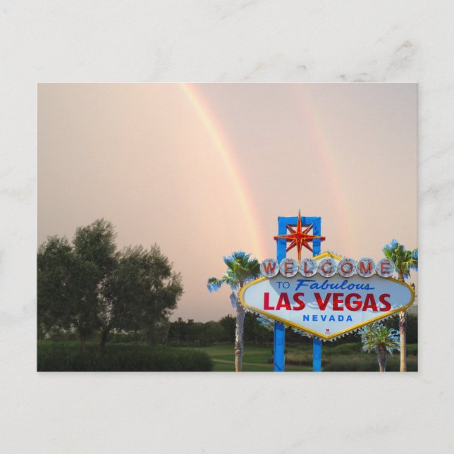 Las Vegas Rainbow Wedding Announcement Postcard (Front)