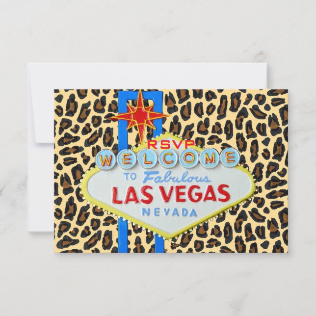Las Vegas Reception RSVP Leopard Fur Card (Front)