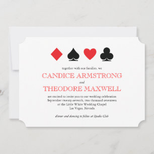 Las Vegas Red Black Card Suits Wedding Invitation