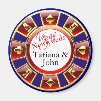 Las Vegas Red Blue Gold Casino Chip Magnet Favour