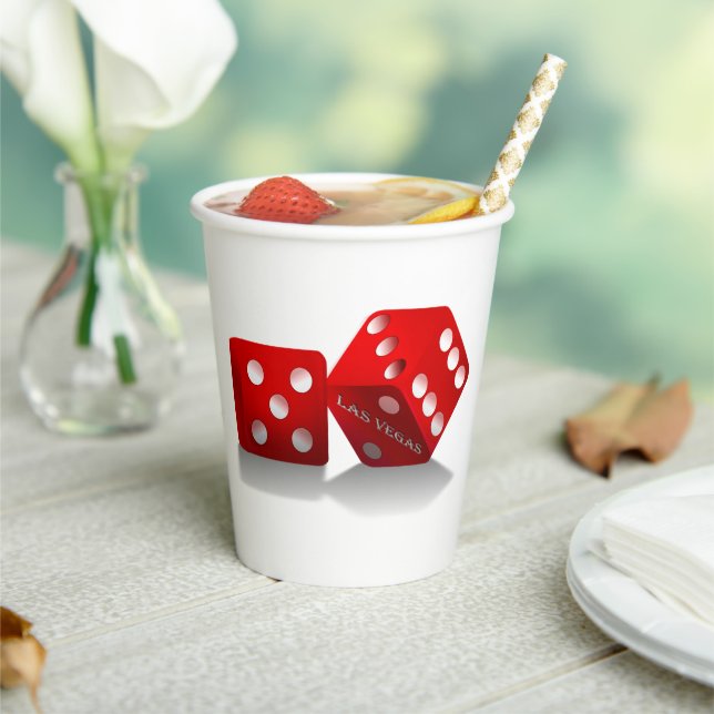 Las Vegas Red Dice Paper Cups (Insitu)