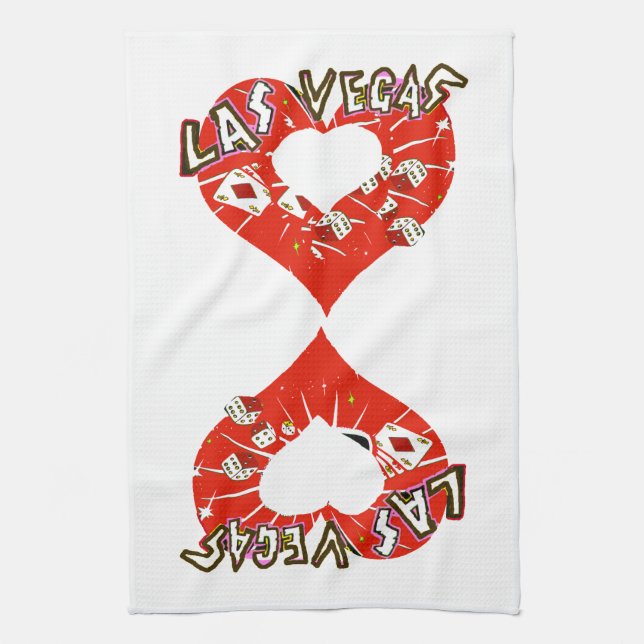 Las Vegas Red Hearts Kitchen Towel (Vertical)