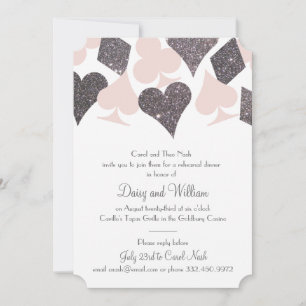 Las Vegas Rehearsal Dinner Blush Platinum Glitter Invitation
