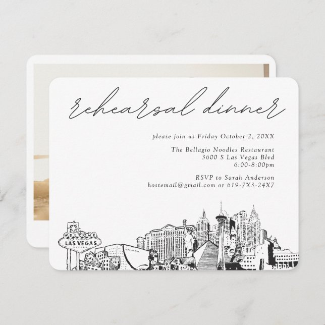 Las Vegas Rehearsal Dinner Invite Enclosure Card (Front/Back)