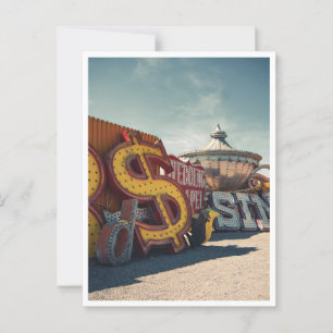 Las Vegas Retro Casino Wedding Postcard