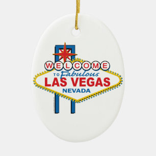 Las Vegas Retro Sign Ceramic Tree Decoration