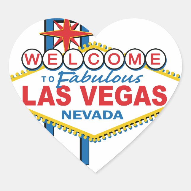 Las Vegas Retro Sign Heart Sticker (Front)
