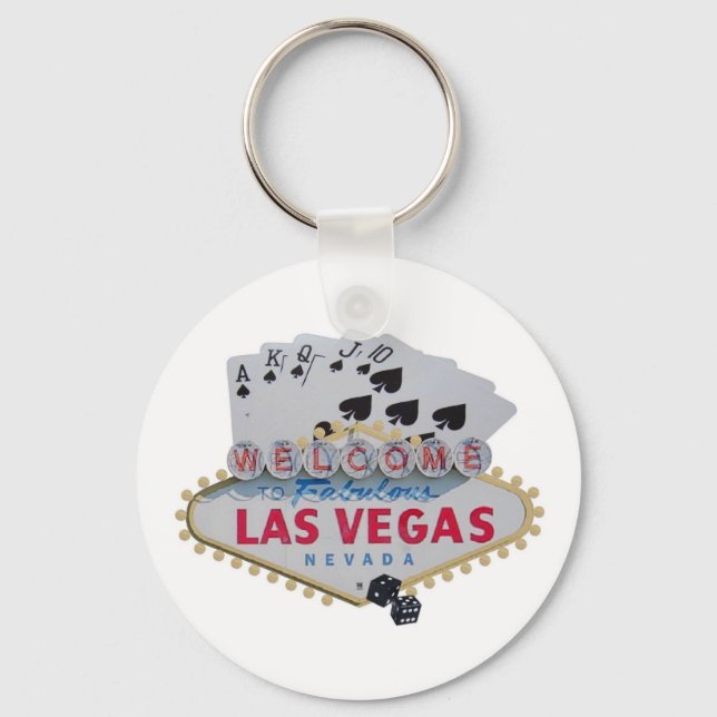 Las Vegas Royal Flush Keychain with set of dice (Front)