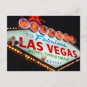 Las Vegas Santa/Reindeer Merry Christmas Postcard