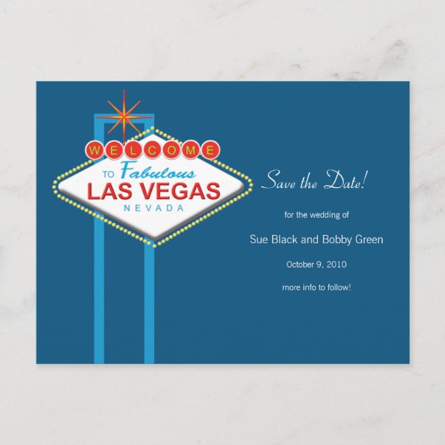 Las Vegas Save The Date Announcement Postcard (Front)