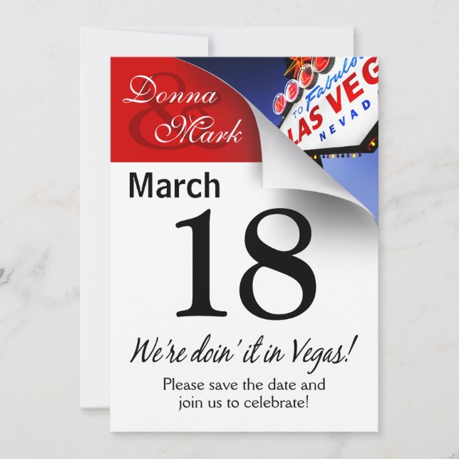 Las Vegas Save the Date Calendar Page (Front)