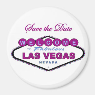Las Vegas Save the Date Plum Colour Magnet