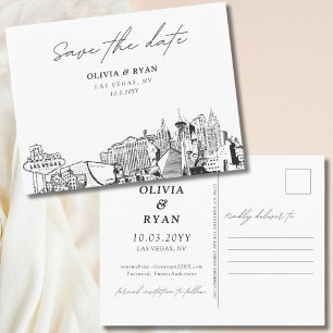 Las Vegas Save the Date Postcard Elegant Wedding